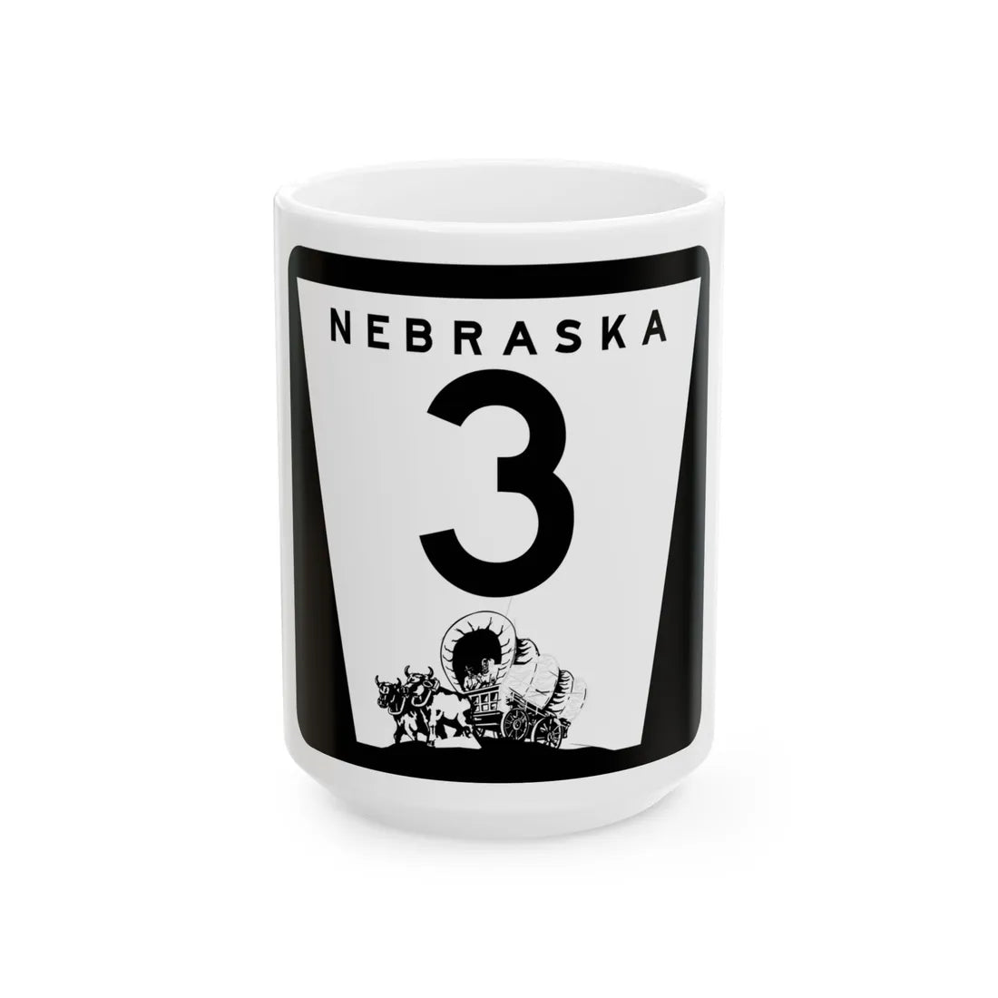 1975 Nebraska Route 3 state highway marker (Nebraska) (Road Sign) White Coffee Mug 15oz - Go Mug Yourself