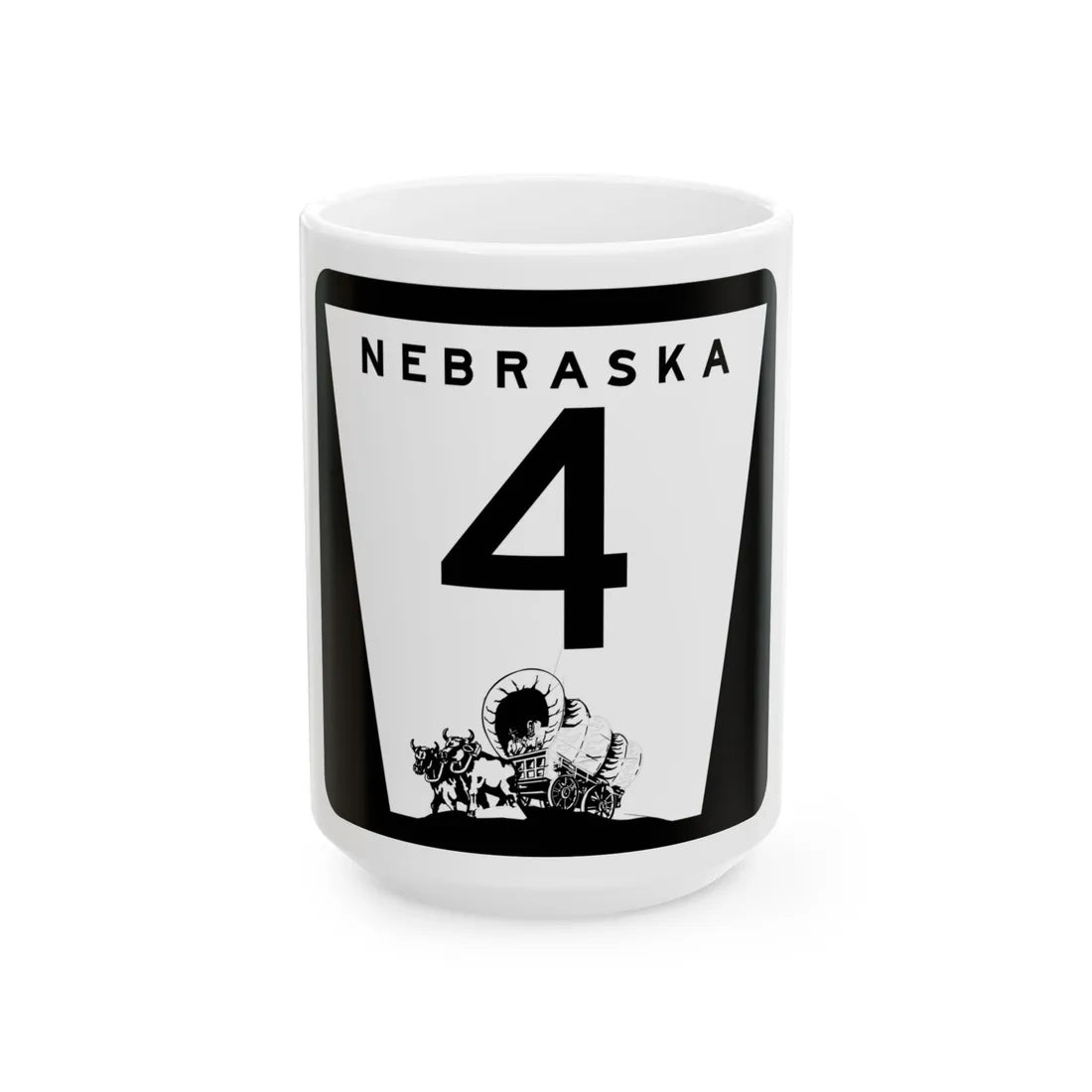 1975 Nebraska Route 4 state highway marker (Nebraska) (Road Sign) White Coffee Mug 15oz - Go Mug Yourself