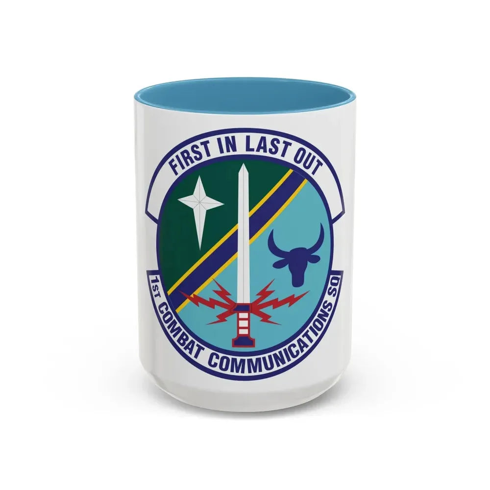1st Combat Communications Squadron (U.S. Air Force) Accent Coffee Mug 15oz Light Blue - Go Mug Yourself