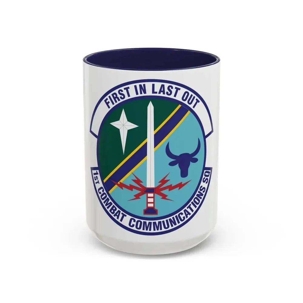 1st Combat Communications Squadron (U.S. Air Force) Accent Coffee Mug 15oz Navy - Go Mug Yourself