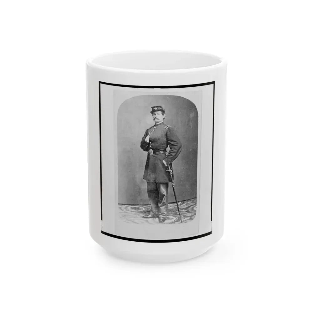 1st Lieutenant August Bitter, Union Officer In The 24th Illinois Regiment, Full-Length Portrait, Standing, Facing Front (U.S. Civil War) White Coffee Mug 15oz - Go Mug Yourself