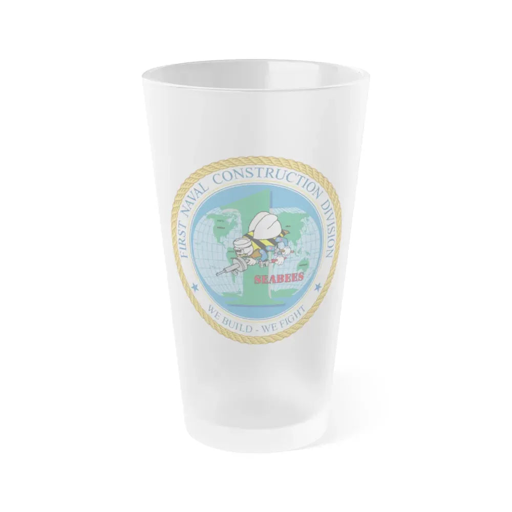 1st Naval Construction Div Seabee (U.S. Navy) Frosted Pint Glass 16oz Default Title - Go Mug Yourself