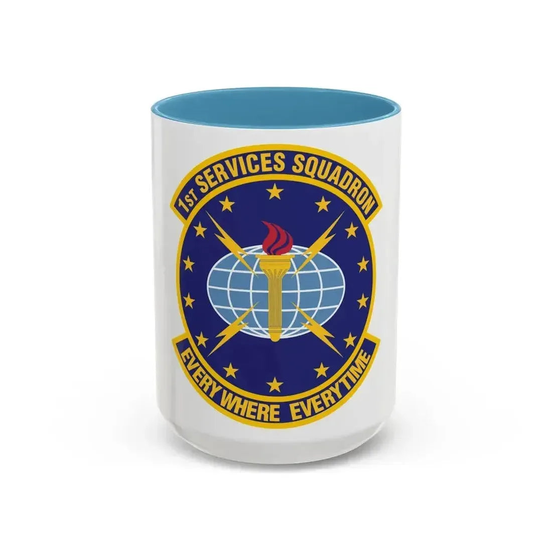 1st Services Squadron (U.S. Air Force) Accent Coffee Mug 15oz Light Blue - Go Mug Yourself
