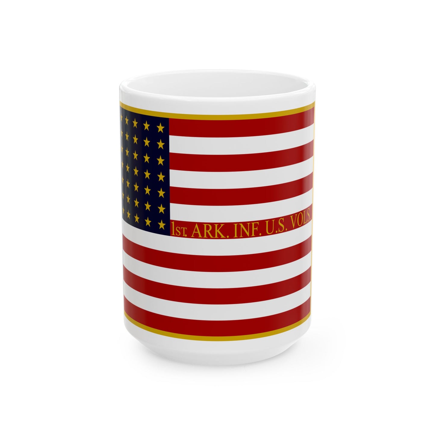 1ST. ARK. INF. U.S. VOLS. National Flag (United States) White Coffee Mug-15oz-Go Mug Yourself
