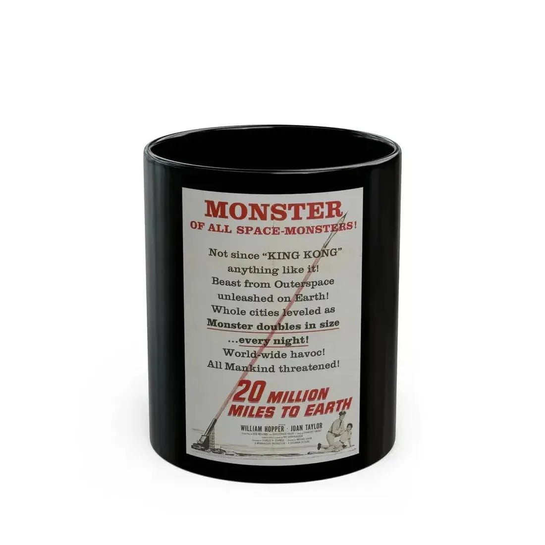 20 MILLION MILES TO EARTH (TEASER) 1957 Movie Poster - Black Coffee Mug 11oz - Go Mug Yourself