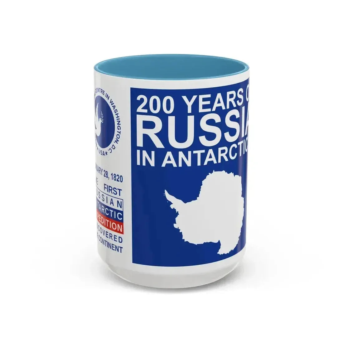 200 Years of Russia in Antarctica Commemorative - Accent Coffee Mug 15oz Light Blue - Go Mug Yourself