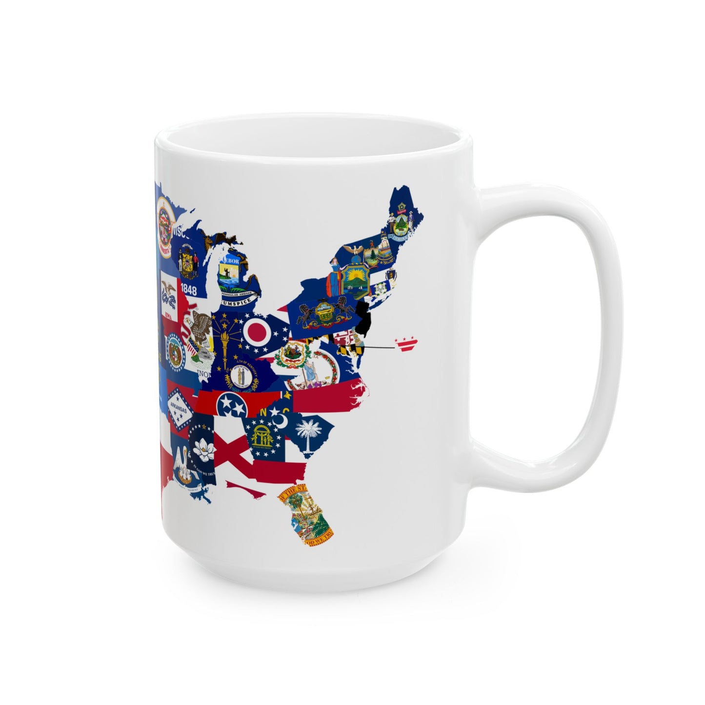 Flag-map of the US states and Washington D.C (United States) White Coffee Mug
