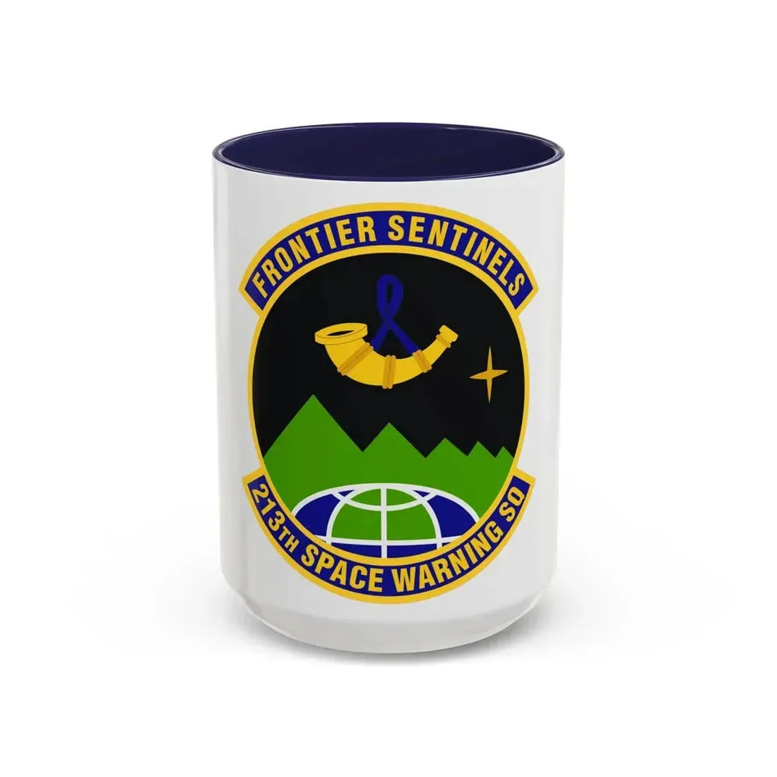 213th Space Warning Squadron (U.S. Air Force) Accent Coffee Mug 15oz Navy - Go Mug Yourself