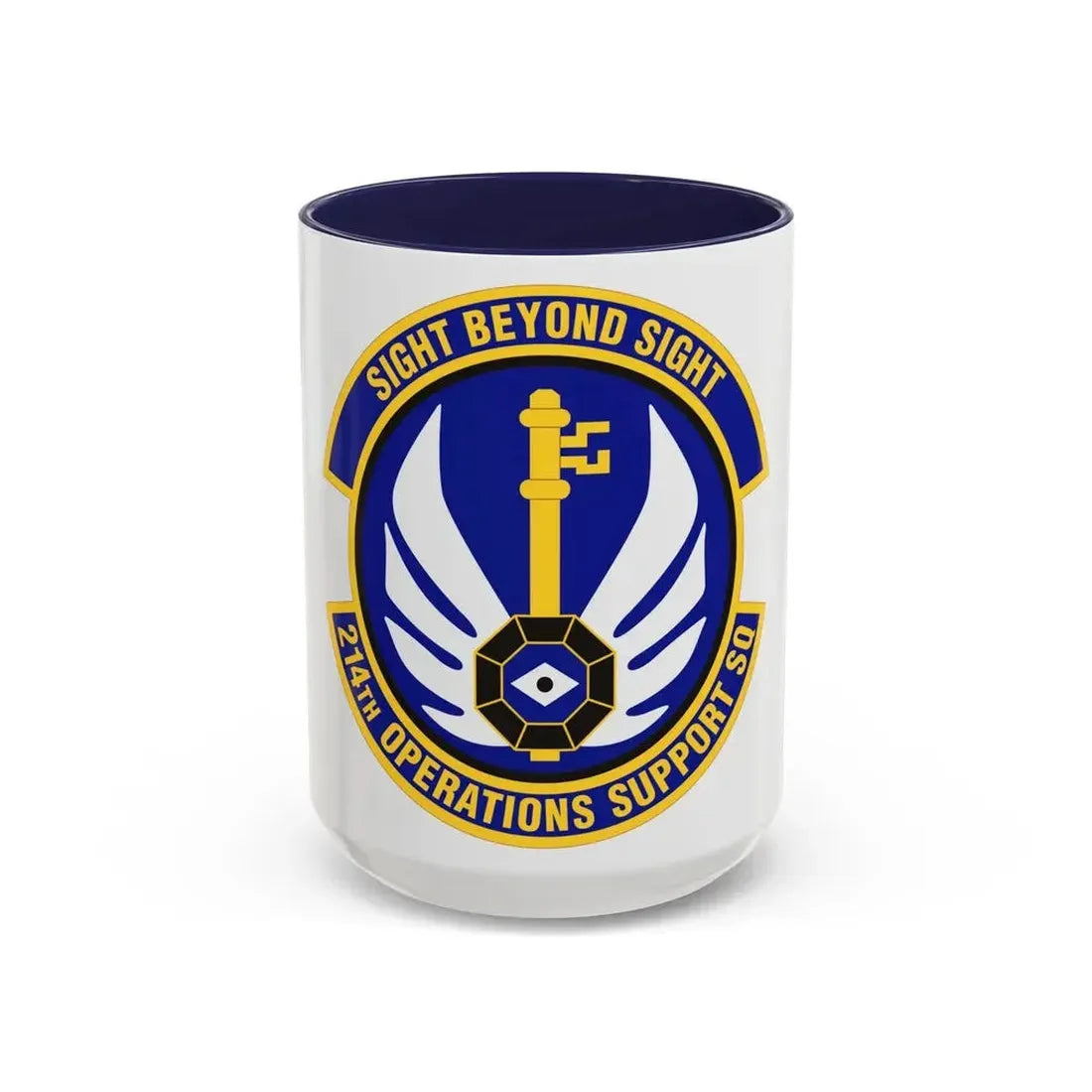 214th Operations Support Squadron (U.S. Air Force) Accent Coffee Mug 15oz Navy - Go Mug Yourself