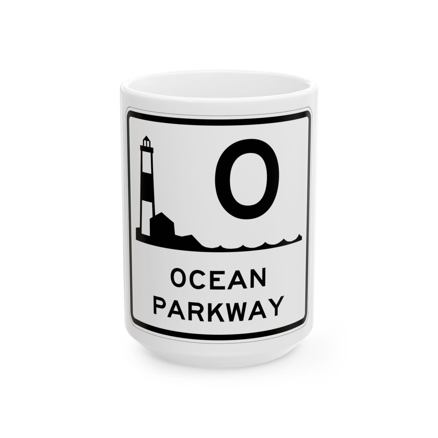 Ocean Pkwy Shield (New York) (Road Sign) White Coffee Mug