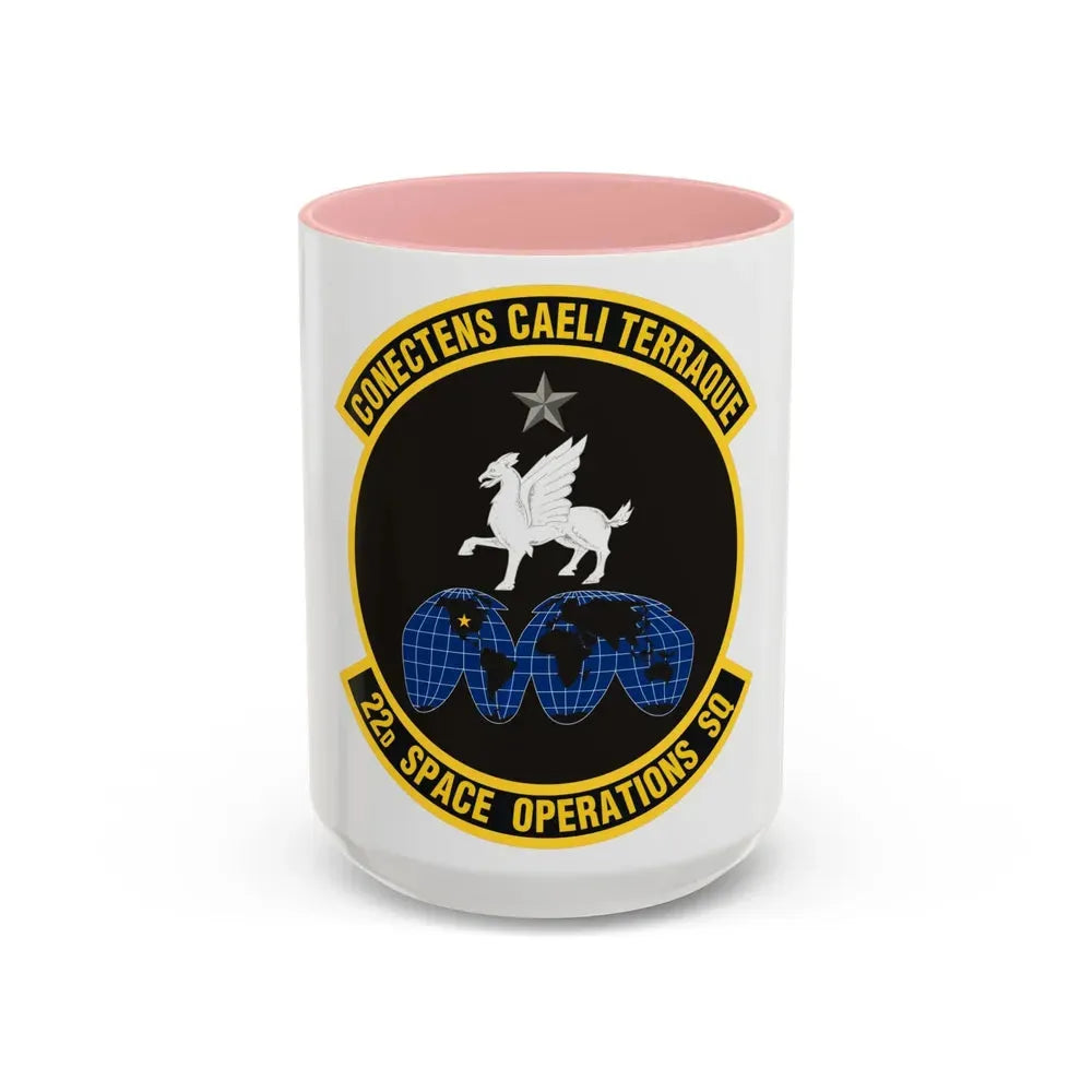 22d Space Operations Squadron (U.S. Air Force) Accent Coffee Mug 15oz Pink - Go Mug Yourself