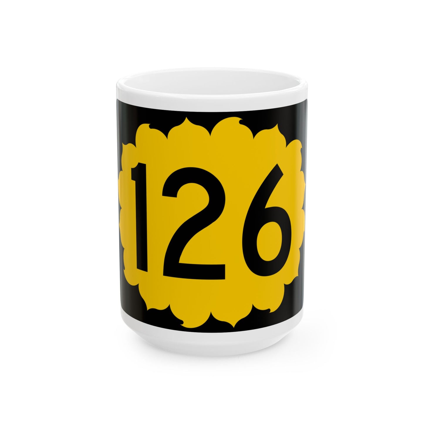 K-126 (Kansas) (Road Sign) White Coffee Mug