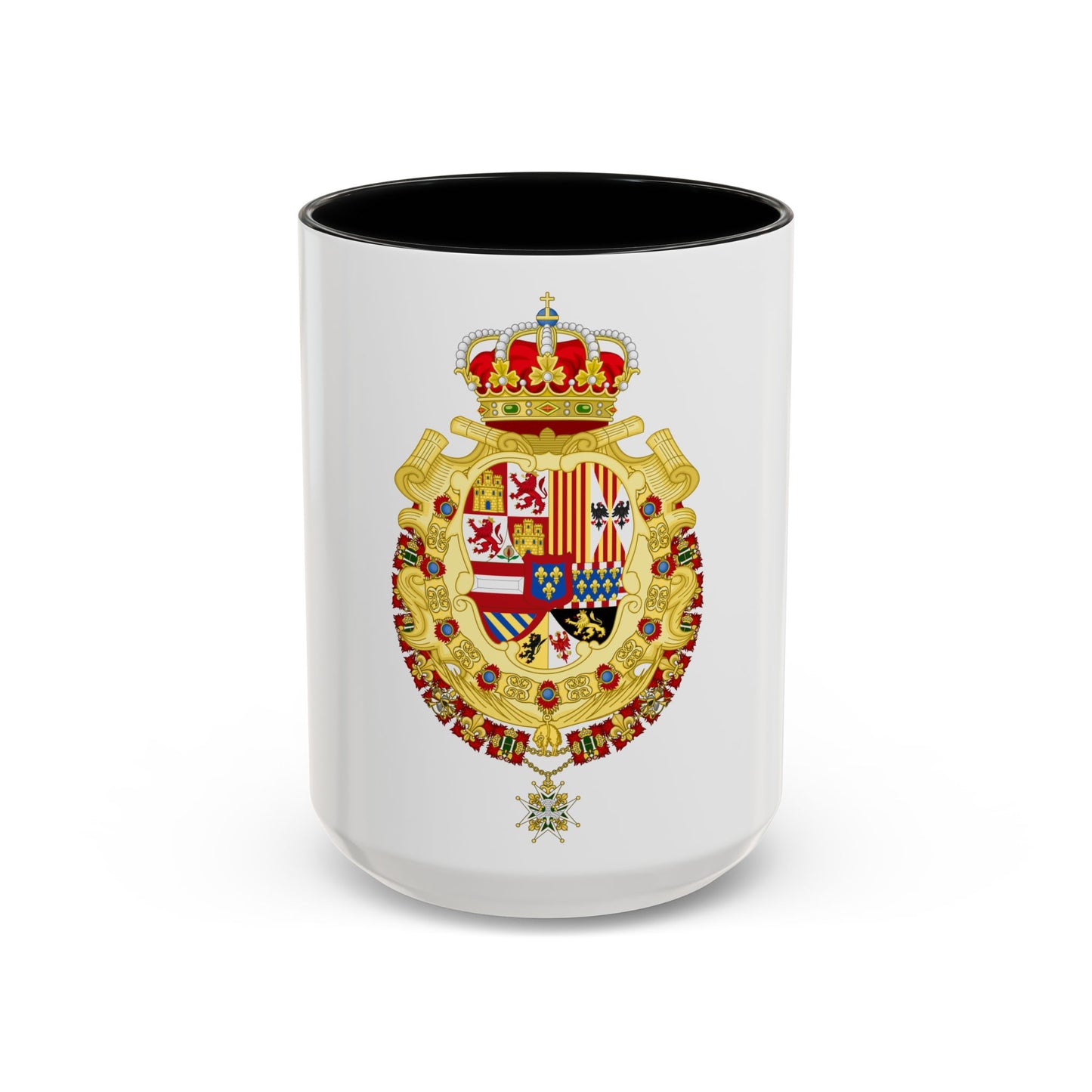 Royal Greater Coat of Arms of Spain (1700-1761) - Accent Coffee Mug