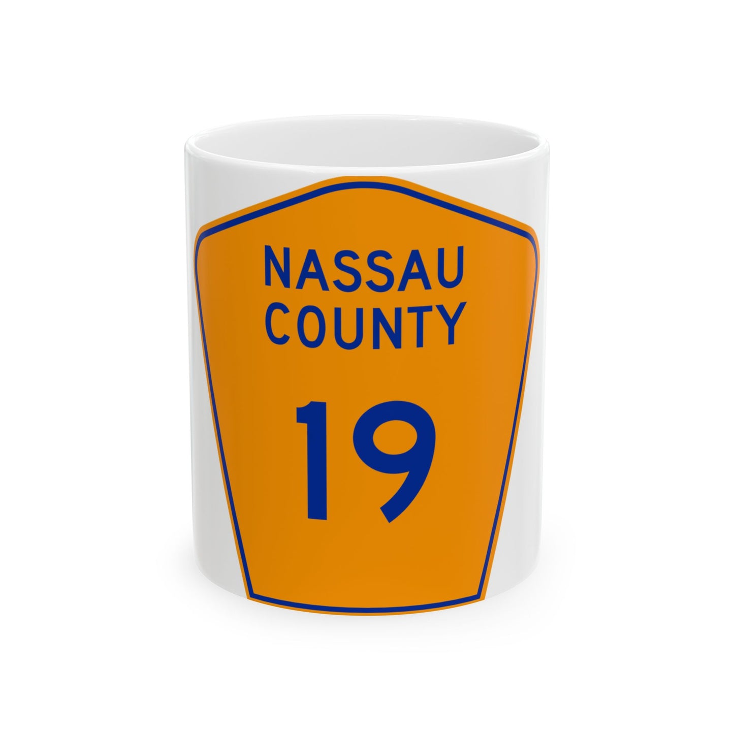 Nassau County 19 NY (New York) (Road Sign) White Coffee Mug
