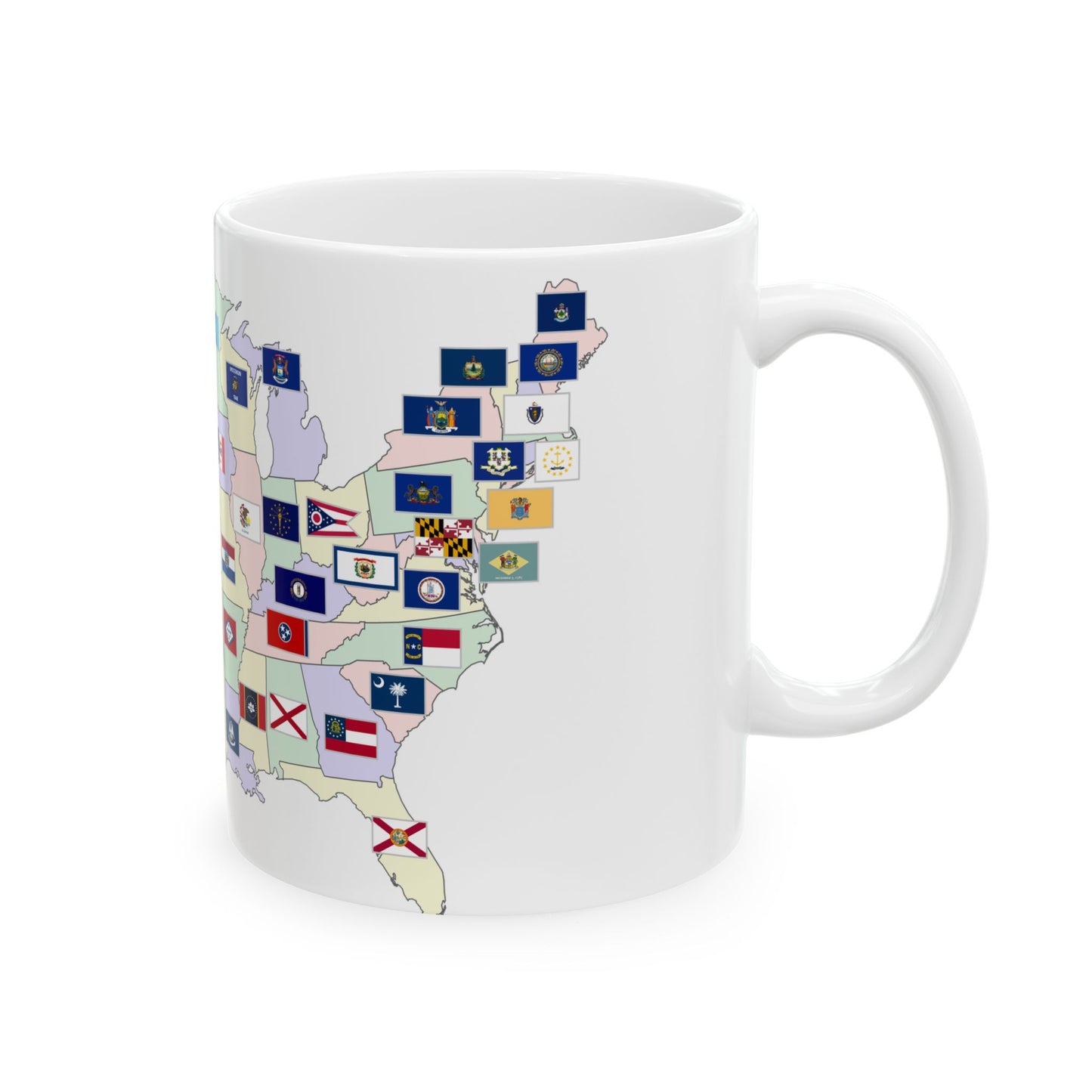 Map of the United States with flags (United States) White Coffee Mug