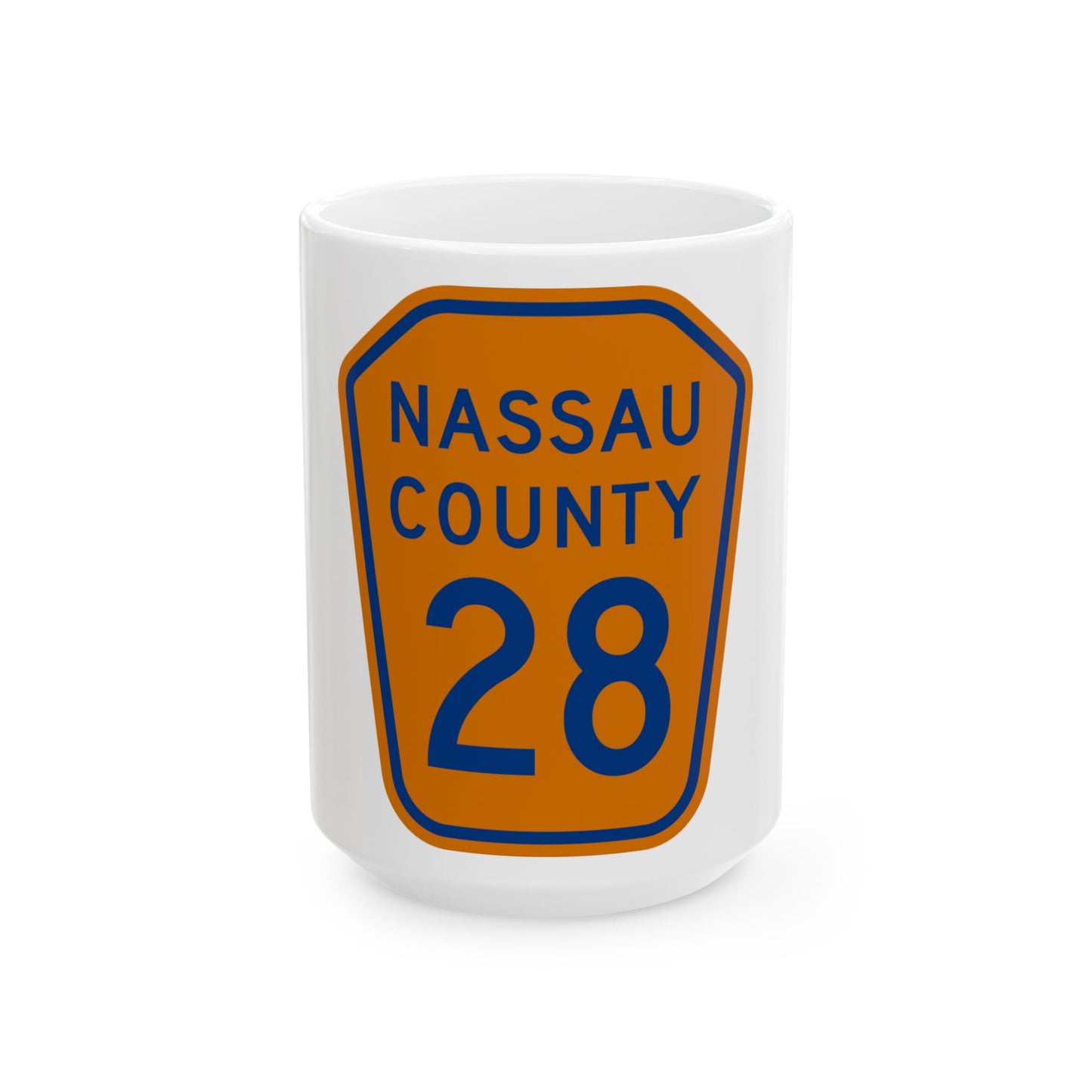 Nassau County 28 NY (New York) (Road Sign) White Coffee Mug