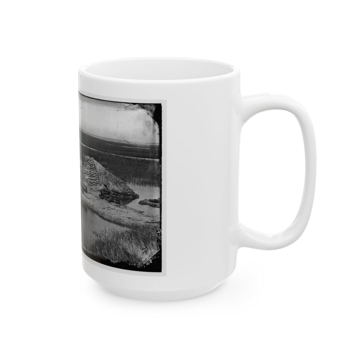 Morris Island, South Carolina. Battery Hays. One 8-Inch Parrot Rifle Dismounted. Breaching Battery Against Fort Sumter (U.S. Civil War) White Coffee Mug