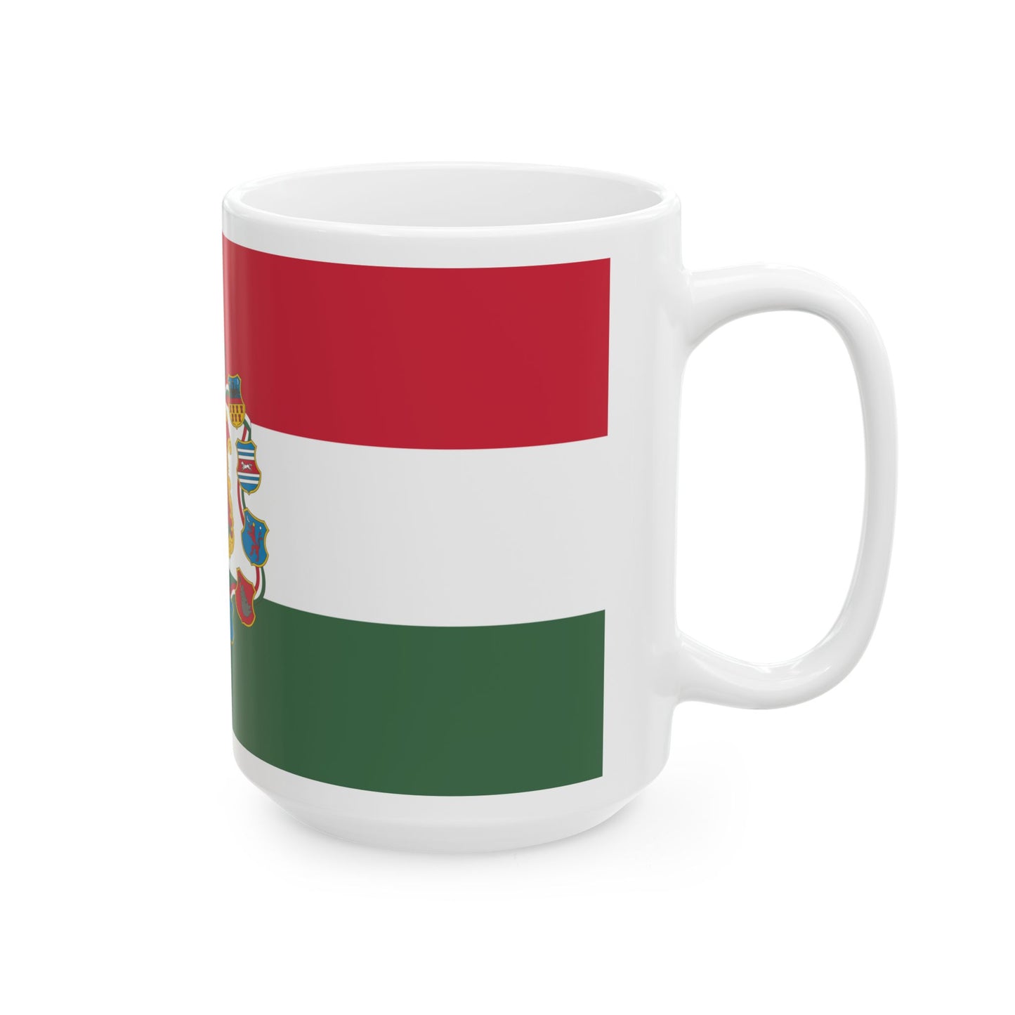 Flag of Hungary with great coat of arms 1849 (Hungary) White Coffee Mug