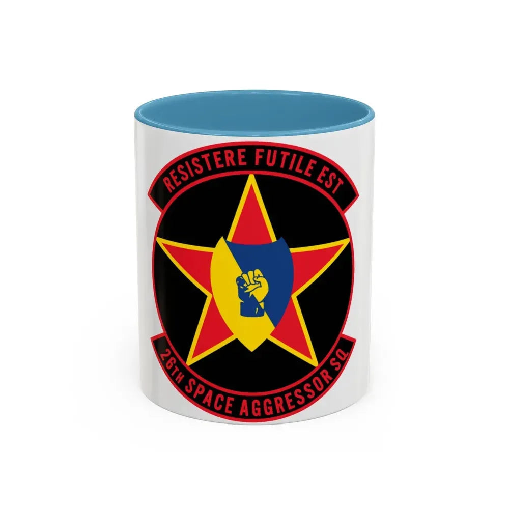26TH Space Aggressor Sq. v2 (U.S. Air Force) Accent Coffee Mug 11oz Light Blue - Go Mug Yourself