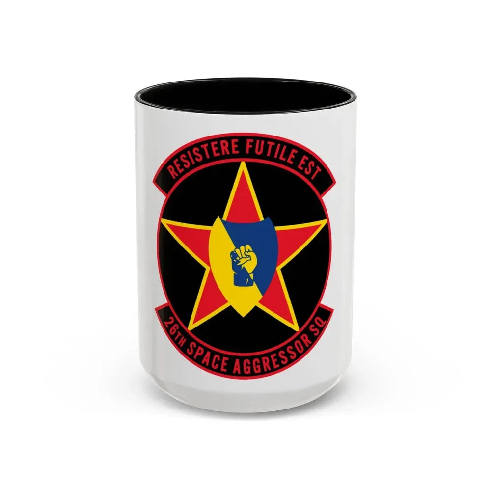 26TH Space Aggressor Sq. v2 (U.S. Air Force) Accent Coffee Mug 15oz Black - Go Mug Yourself