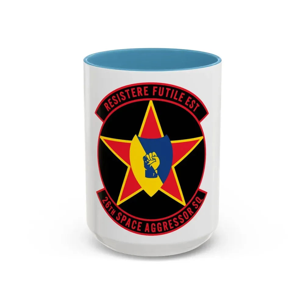 26TH Space Aggressor Sq. v2 (U.S. Air Force) Accent Coffee Mug 15oz Light Blue - Go Mug Yourself