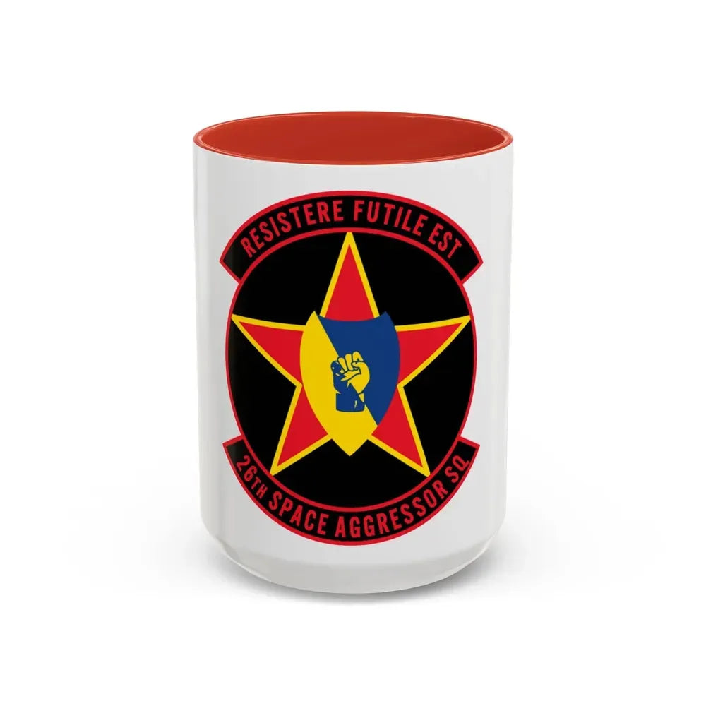 26TH Space Aggressor Sq. v2 (U.S. Air Force) Accent Coffee Mug 15oz Red - Go Mug Yourself