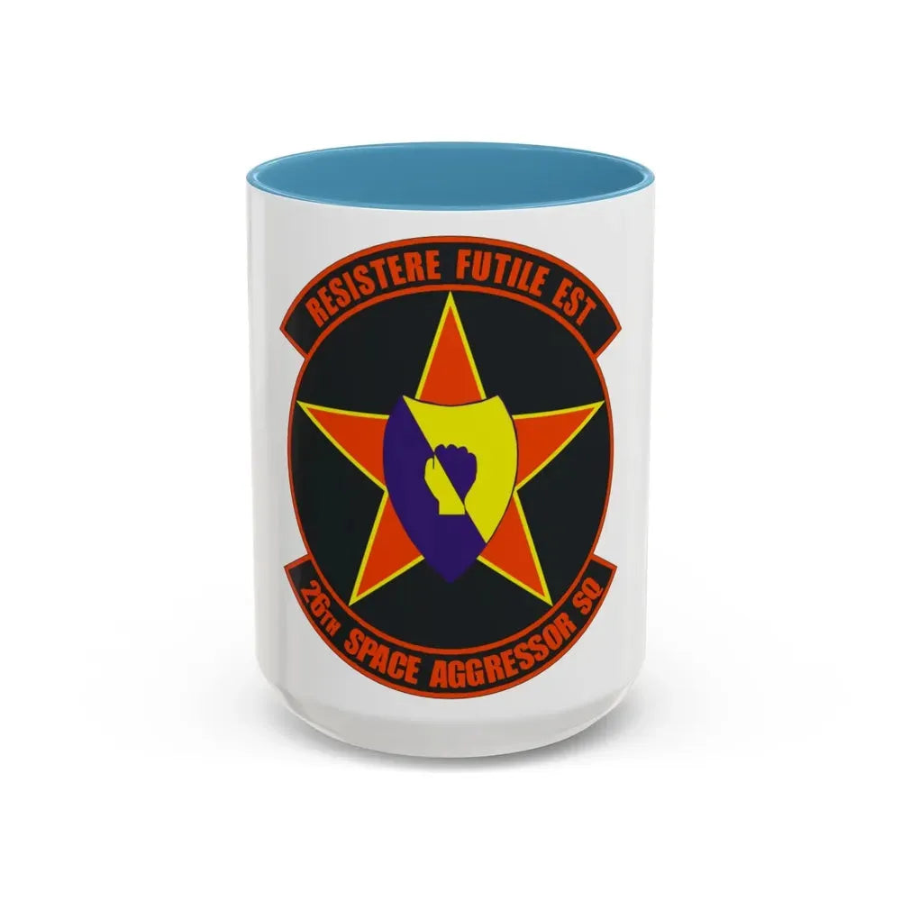 26th Space Aggressor Squadron (U.S. Air Force) Accent Coffee Mug 15oz Light Blue - Go Mug Yourself