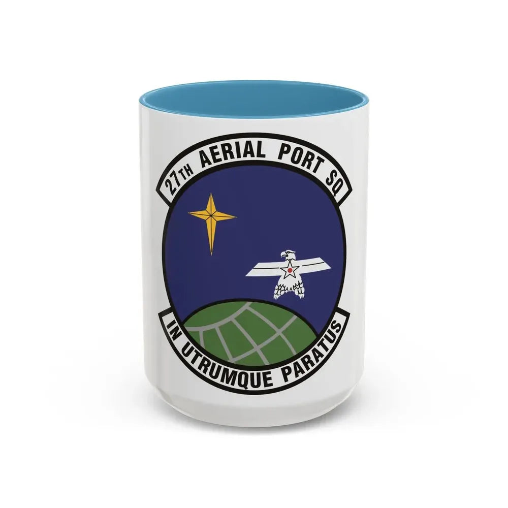 27th Aerial Port Squadron (U.S. Air Force) Accent Coffee Mug 15oz Light Blue - Go Mug Yourself