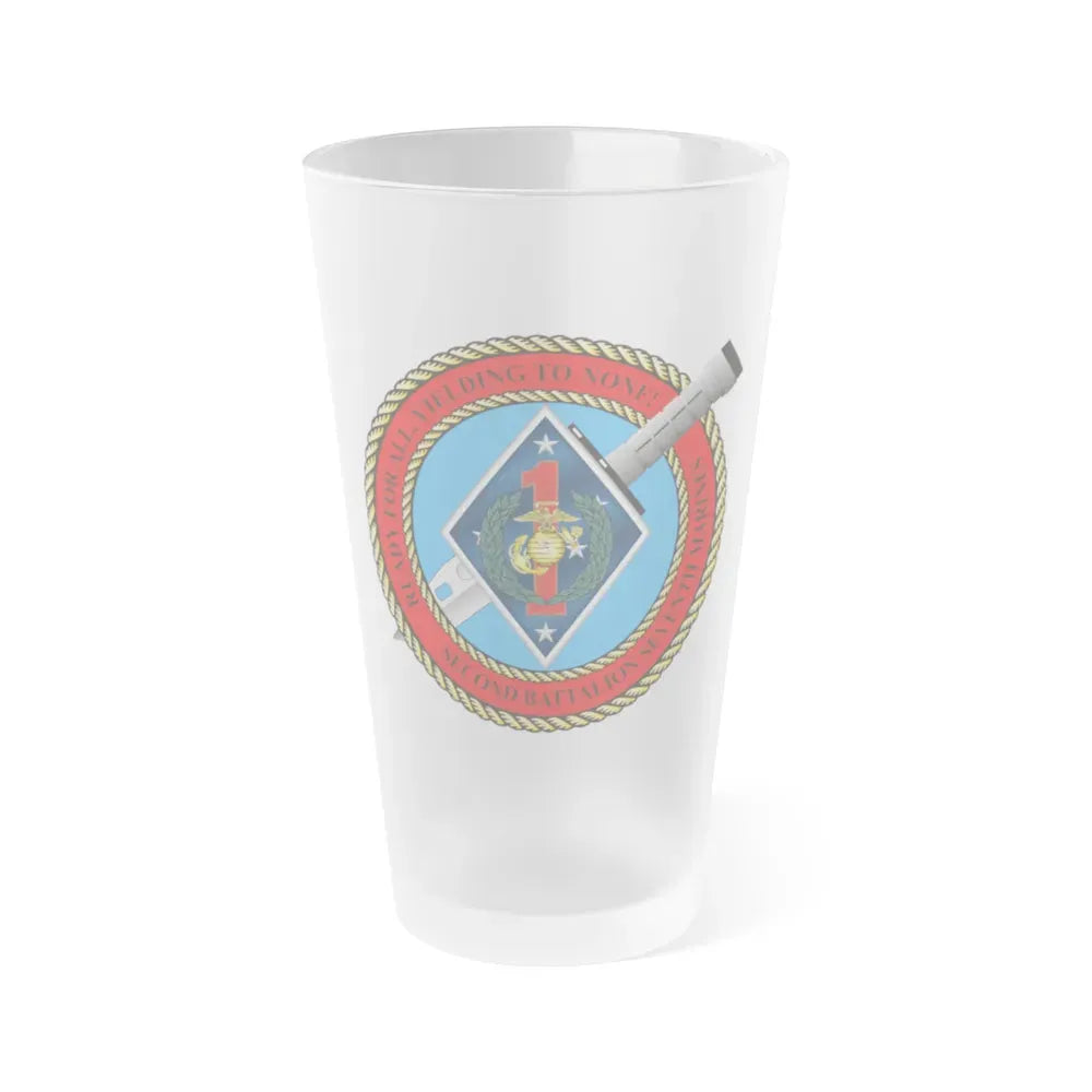 2nd Bat 7th Marines (USMC) Frosted Pint Glass 16oz Default Title - Go Mug Yourself