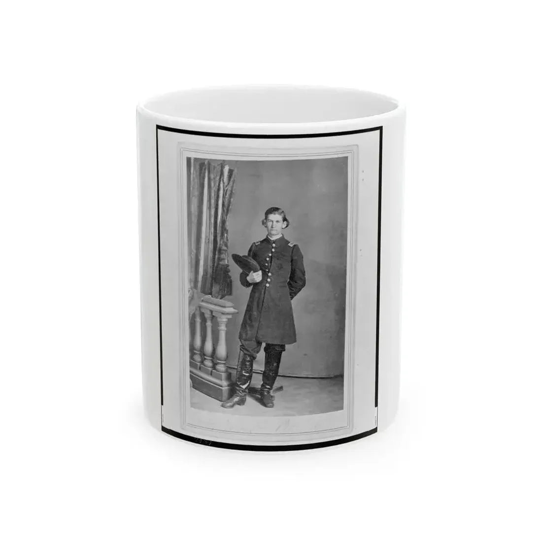 2nd Lieutenant Albert Sidney Smith, Union Officer, Full-Length Portrait, Standing, Facing Front (U.S. Civil War) White Coffee Mug 11oz - Go Mug Yourself