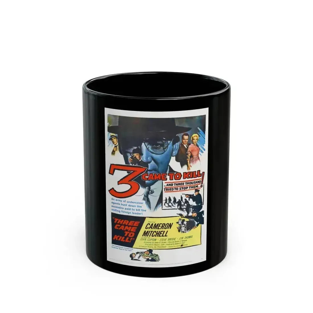 3 CAME TO KILL 1960 Movie Poster - Black Coffee Mug 11oz - Go Mug Yourself