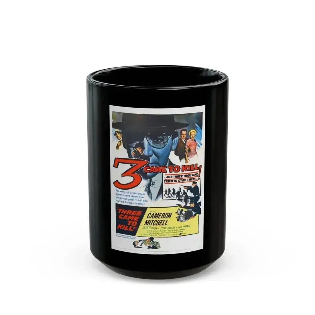 3 CAME TO KILL 1960 Movie Poster - Black Coffee Mug 15oz - Go Mug Yourself