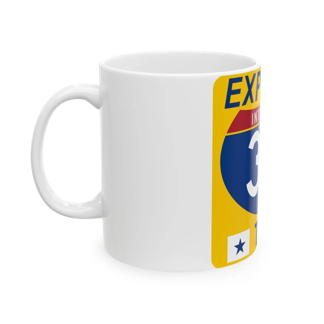 30 Express Lane free (Texas) (Road Sign) White Coffee Mug - Go Mug Yourself