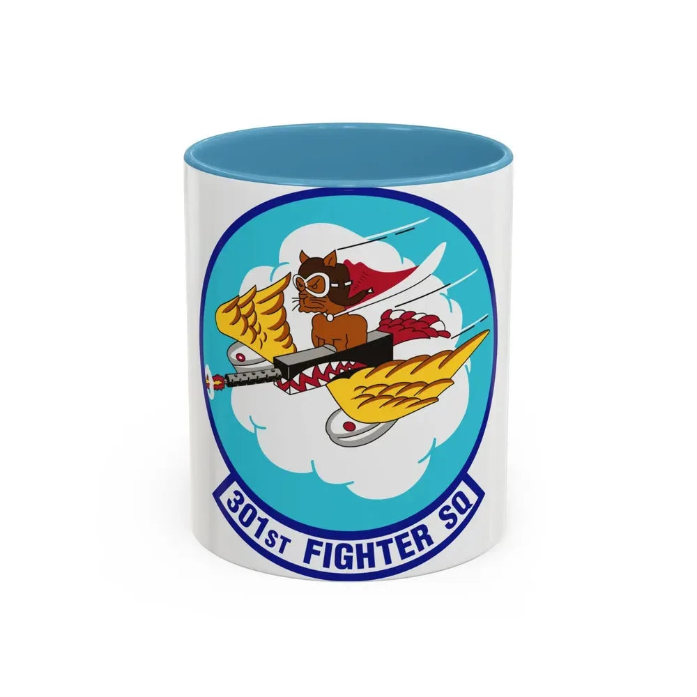 301st Fighter Squadron AETC Emblem (U.S. Air Force) Accent Coffee Mug 11oz Light Blue - Go Mug Yourself