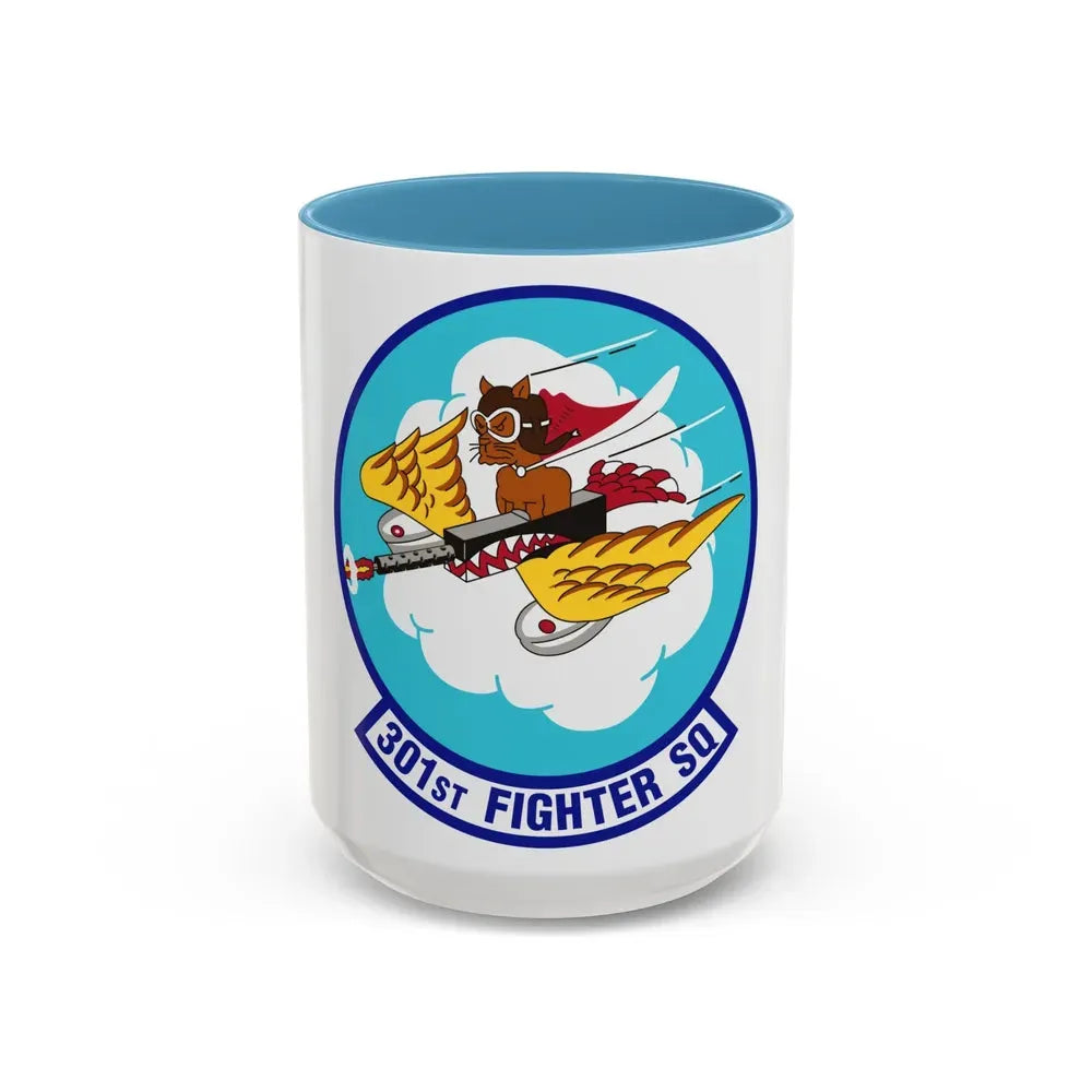 301st Fighter Squadron AETC Emblem (U.S. Air Force) Accent Coffee Mug 15oz Light Blue - Go Mug Yourself