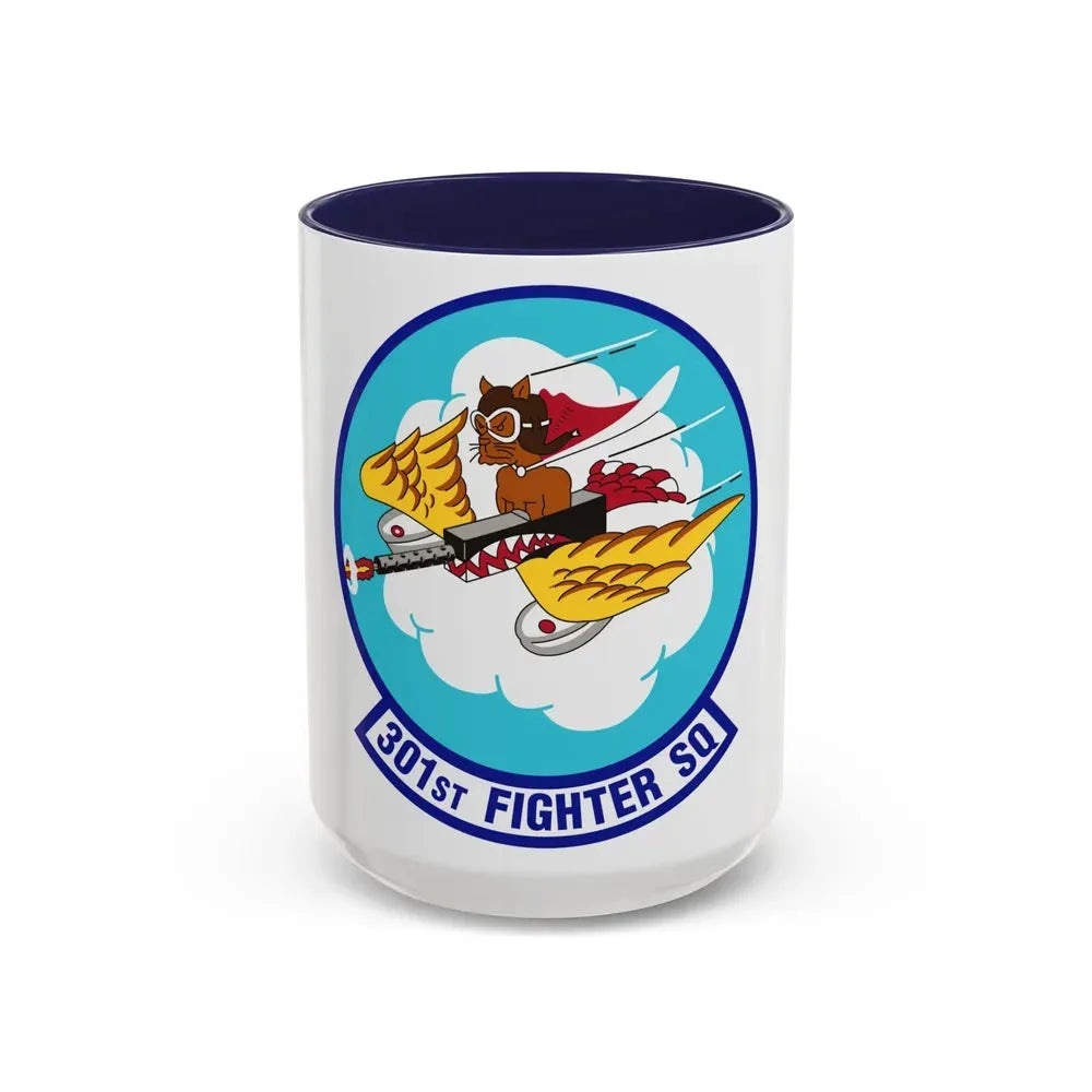 301st Fighter Squadron AETC Emblem (U.S. Air Force) Accent Coffee Mug 15oz Navy - Go Mug Yourself