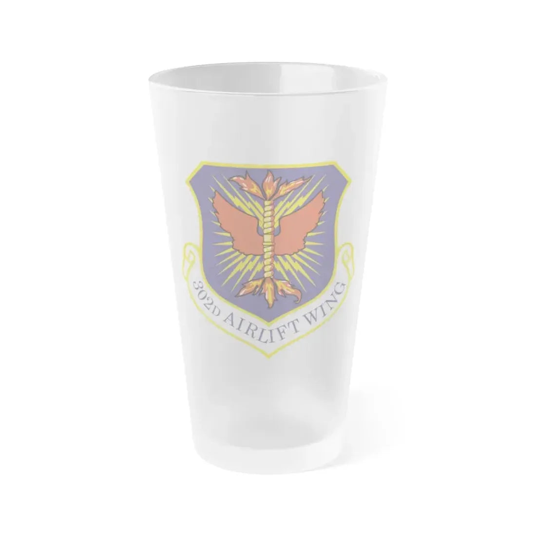 302d Airlift Wing (U.S. Air Force) Frosted Pint Glass 16oz 16oz Frosted - Go Mug Yourself