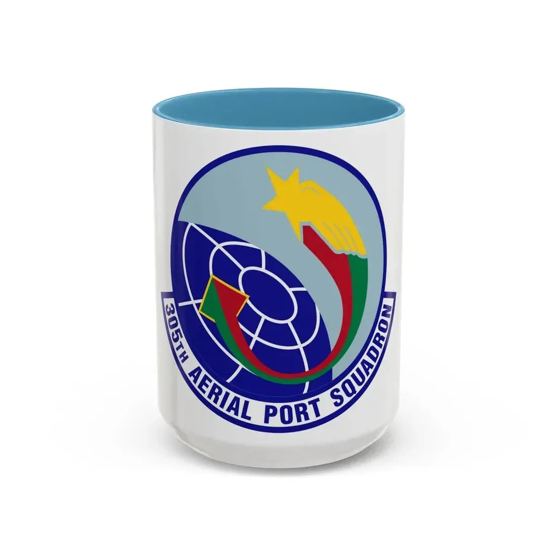 305 Aerial Port Squadron AMC (U.S. Air Force) Accent Coffee Mug 15oz Light Blue - Go Mug Yourself