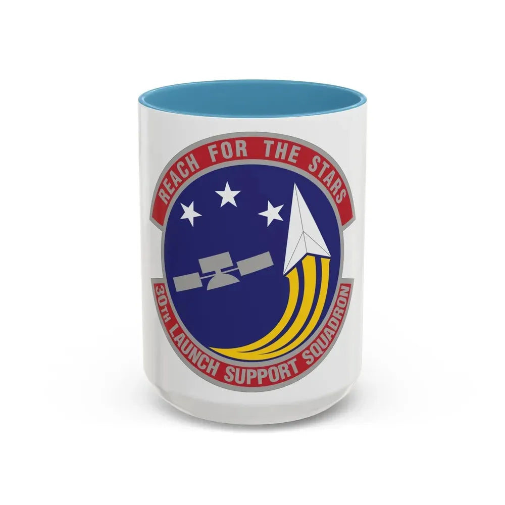 30th Launch Support Squadron (U.S. Air Force) Accent Coffee Mug 15oz Light Blue - Go Mug Yourself