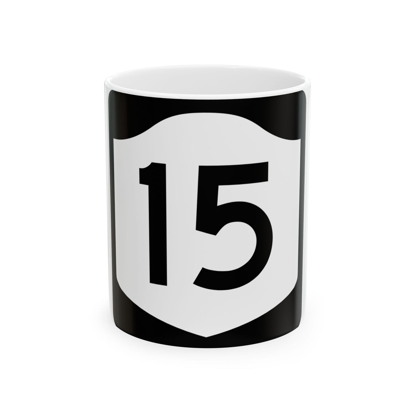 NY-15 (New York) (Road Sign) White Coffee Mug