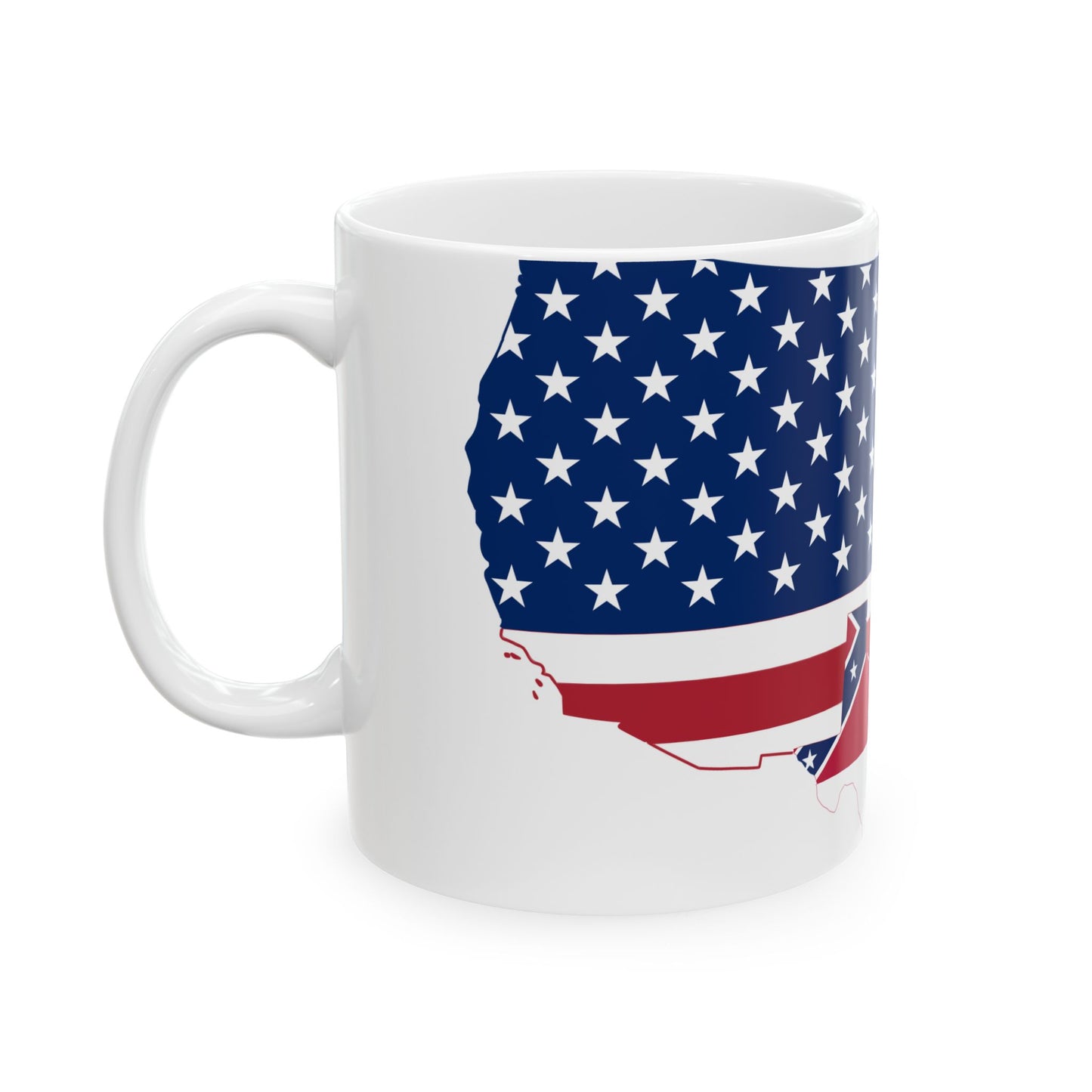 Flag-map of the United and Confederate States (United States) White Coffee Mug