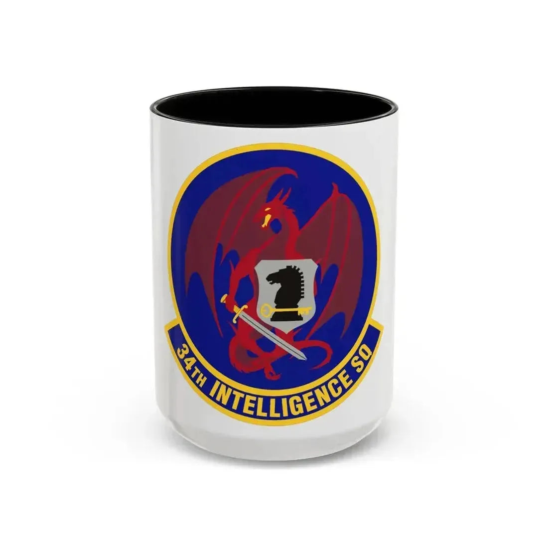 34th Intelligence Squadron (U.S. Air Force) Accent Coffee Mug 15oz Black - Go Mug Yourself