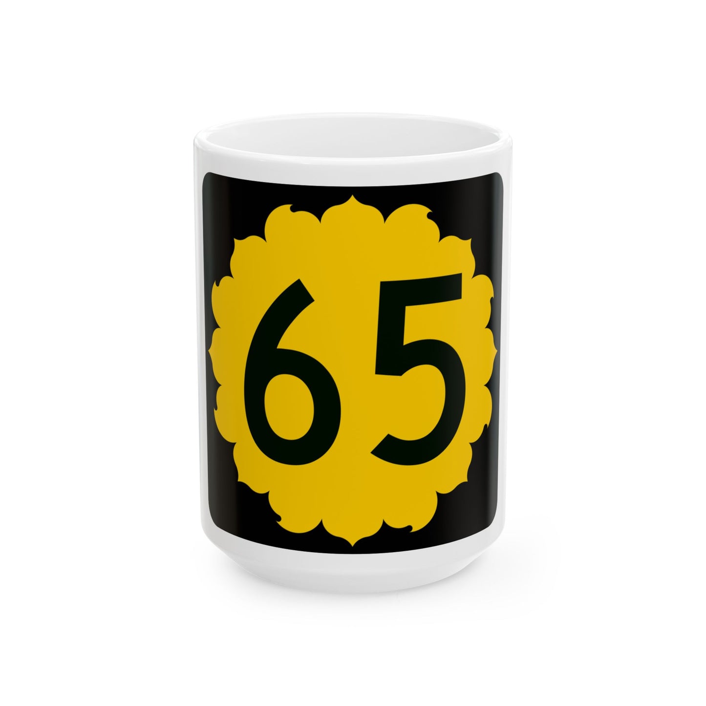K-65 (Kansas) (Road Sign) White Coffee Mug