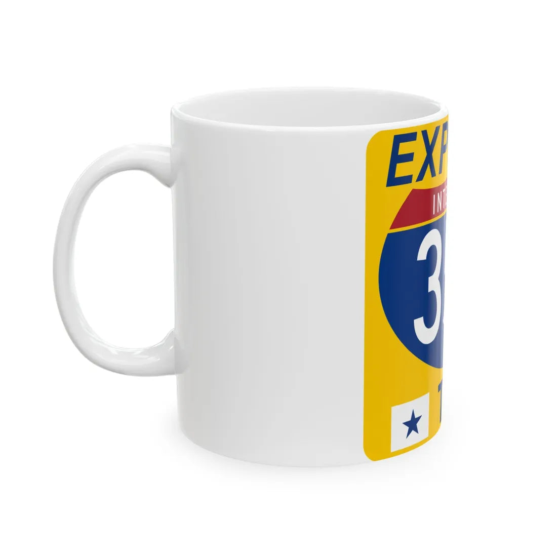 35E Express Lane free (Texas) (Road Sign) White Coffee Mug - Go Mug Yourself