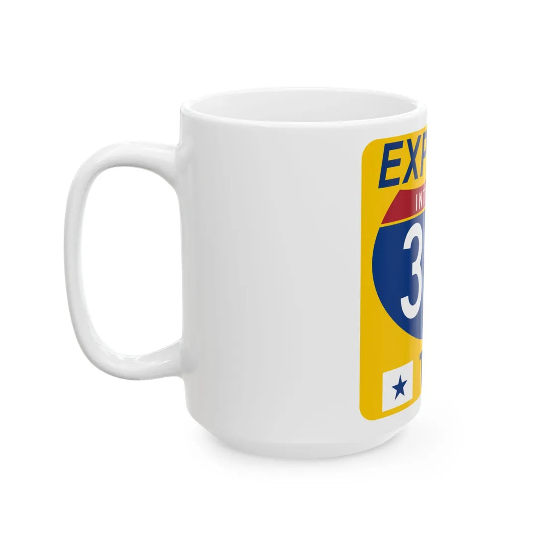 35E Express Lane free (Texas) (Road Sign) White Coffee Mug - Go Mug Yourself