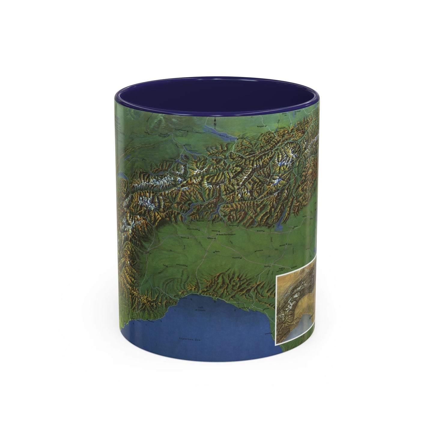 Alps, The - Europe's Backbone (1965) (Map) Accent Coffee Mug