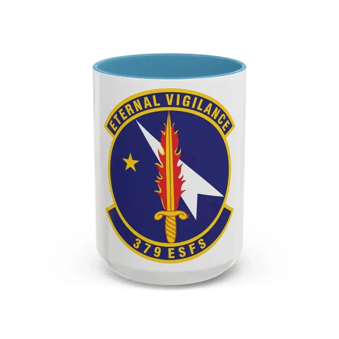 379th Expeditionary Security Forces Squadron (U.S. Air Force) Accent Coffee Mug 15oz Light Blue - Go Mug Yourself