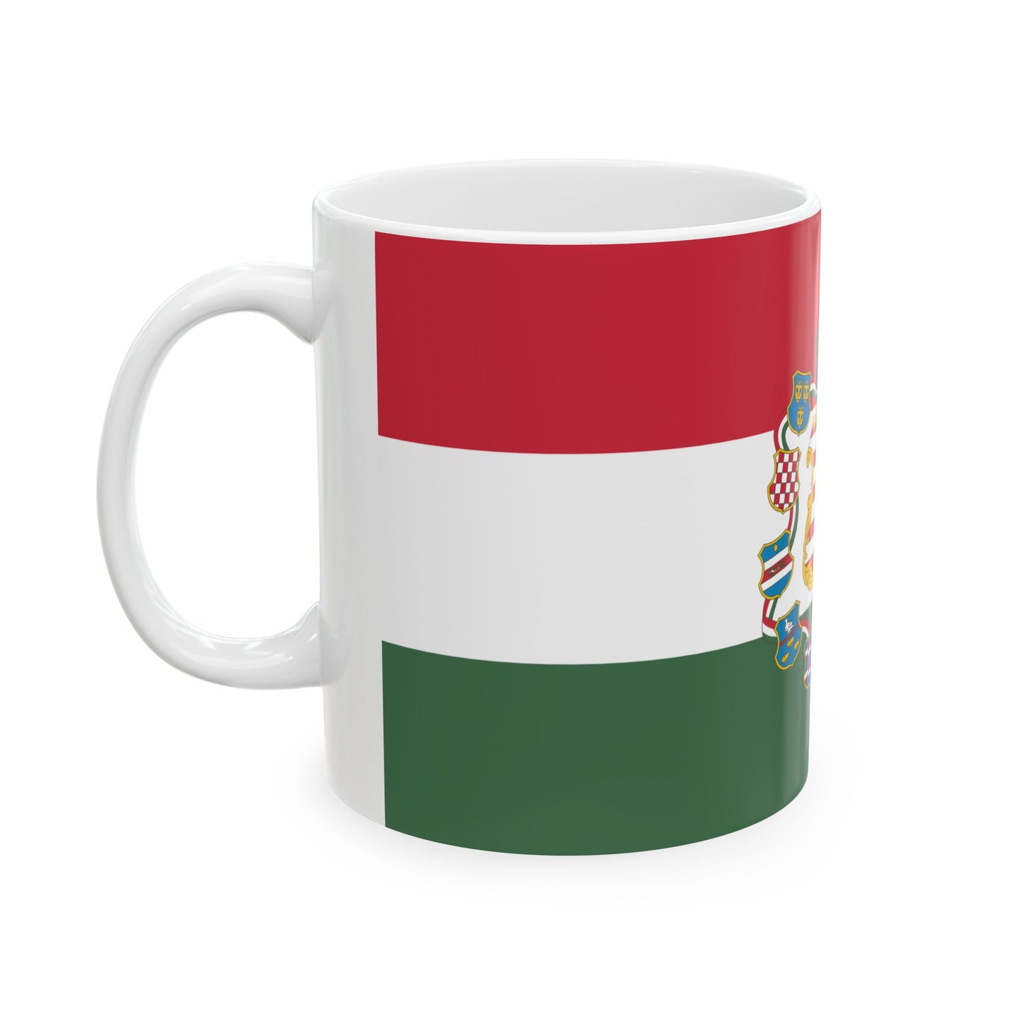 Flag of Hungary with great coat of arms 1849 (Hungary) White Coffee Mug