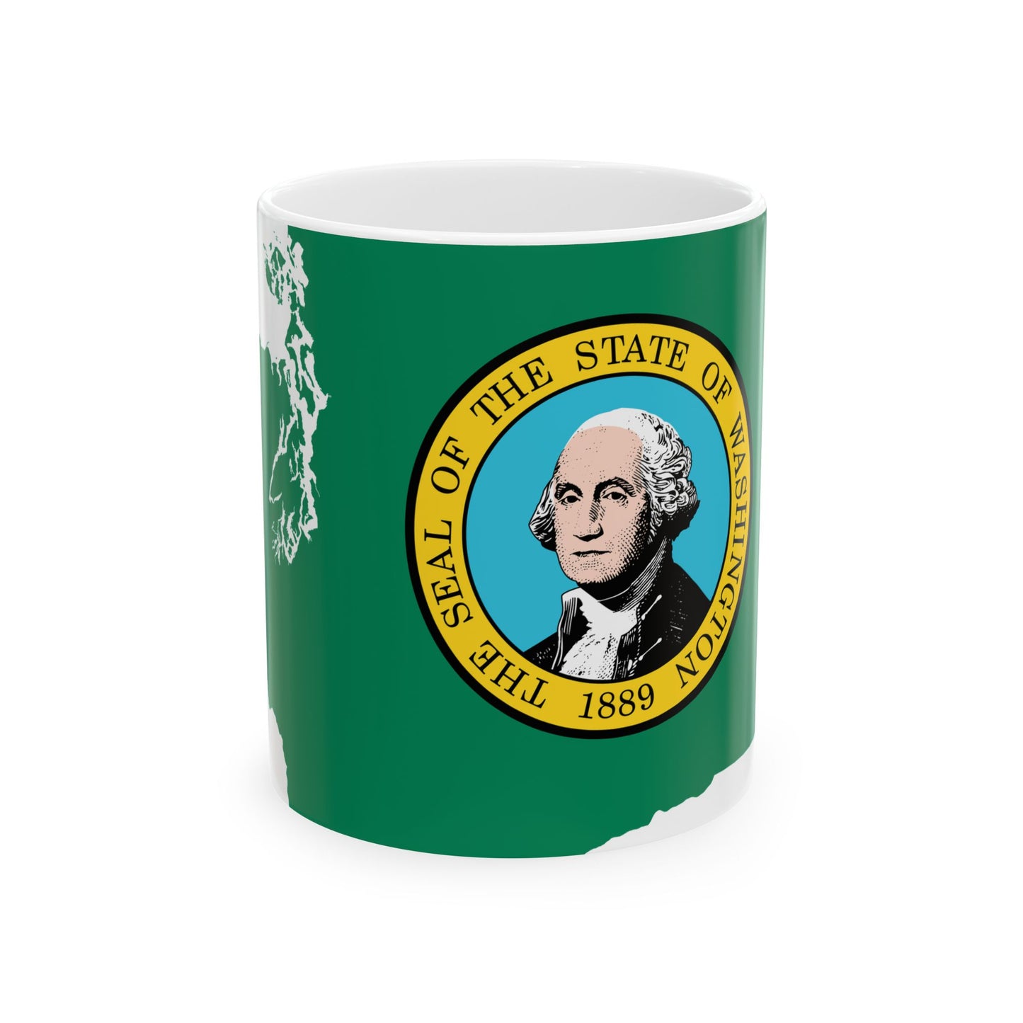 Flag map of Washington (United States) White Coffee Mug