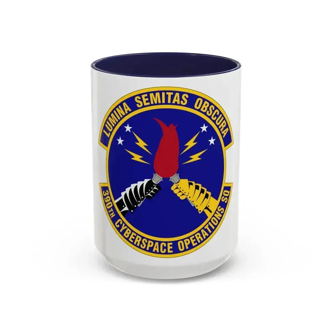 390 Cyberspace Operations Squadron ACC (U.S. Air Force) Accent Coffee Mug 15oz Navy - Go Mug Yourself
